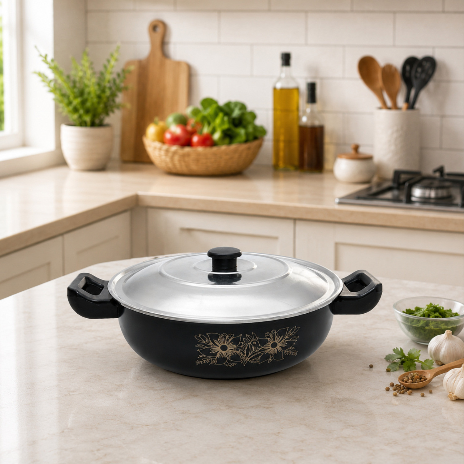 Image of Cook Pro .Karahi-LId-26Guage,,. /.. Kadhai 28 cm diameter with Lid 3.5 L capacity