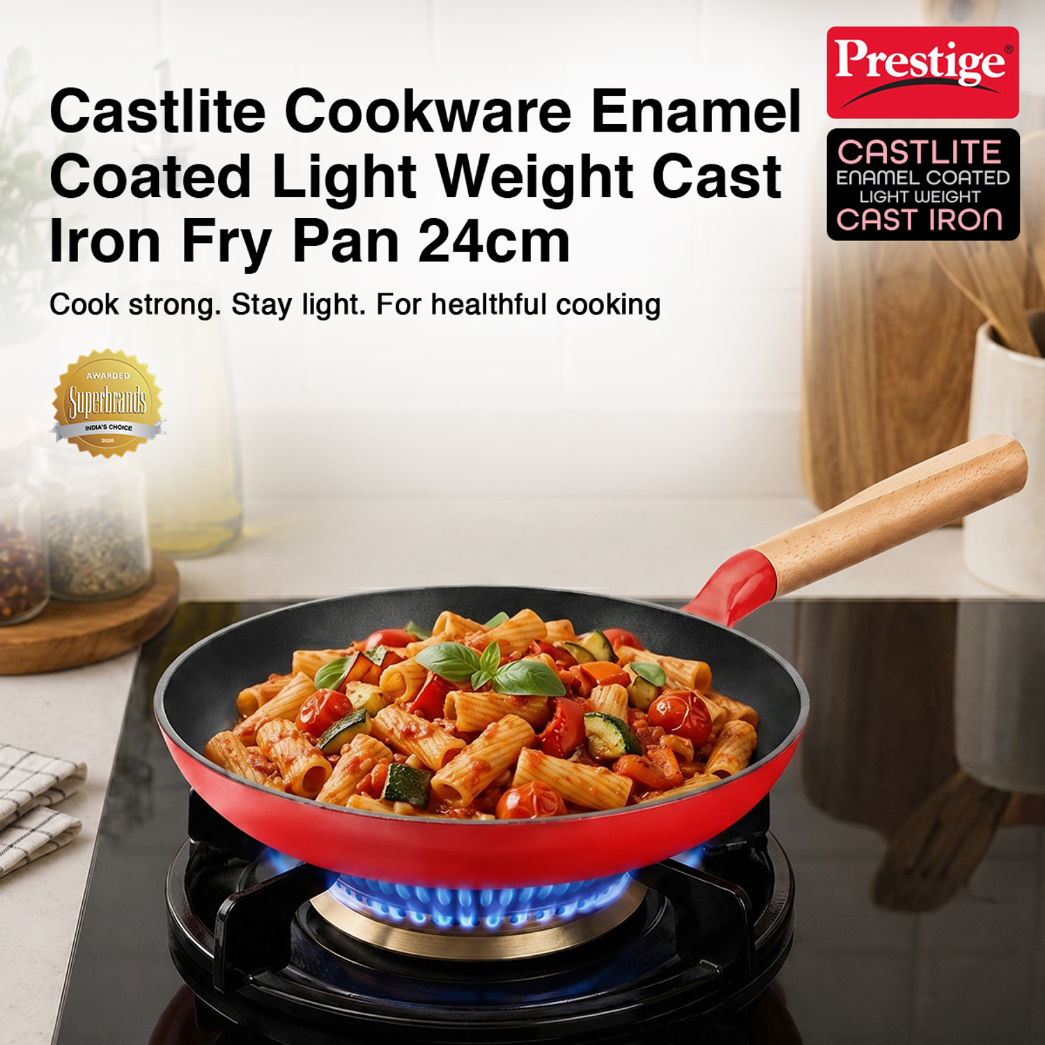 Image of Prestige Castlite Enamel Coated | High Heat Retention | Rust Proof | Stay-Cool Handle Fry Pan 24 cm diameter 1.4 L capacity