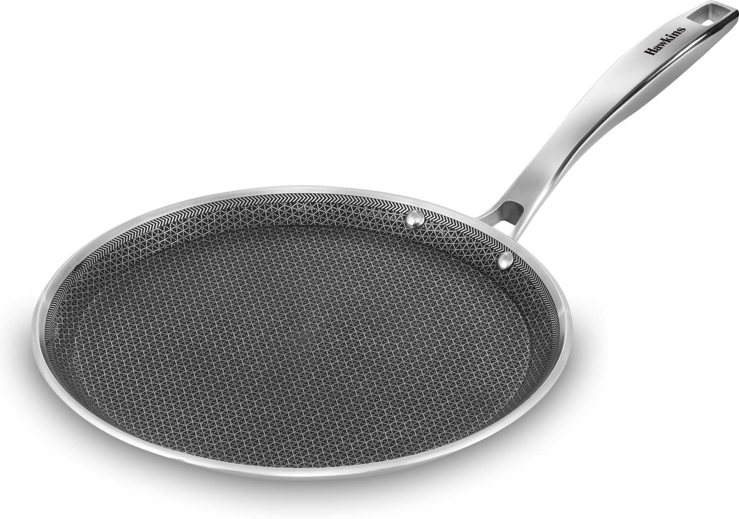 Hawkins Pro Tri-Ply Stainless Steel with Shielded Nonstick Flat Tawa 26 cm diameter — Kadai & Handi