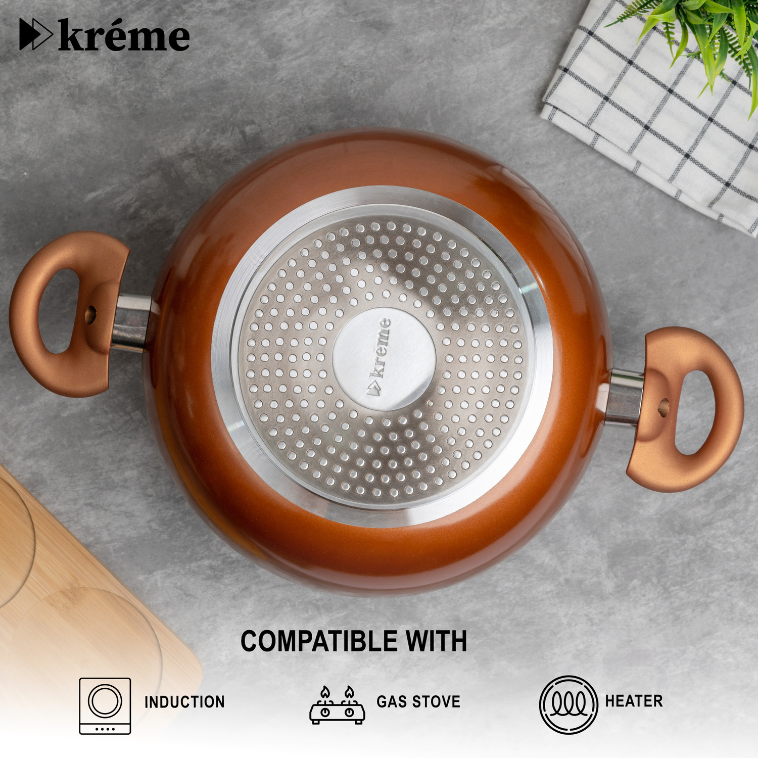 Image of Kreme Sonet Kadhai 2.5 Litre 24 cm diameter with Lid Kadhai 24 cm diameter with Lid 2.5 L capacity