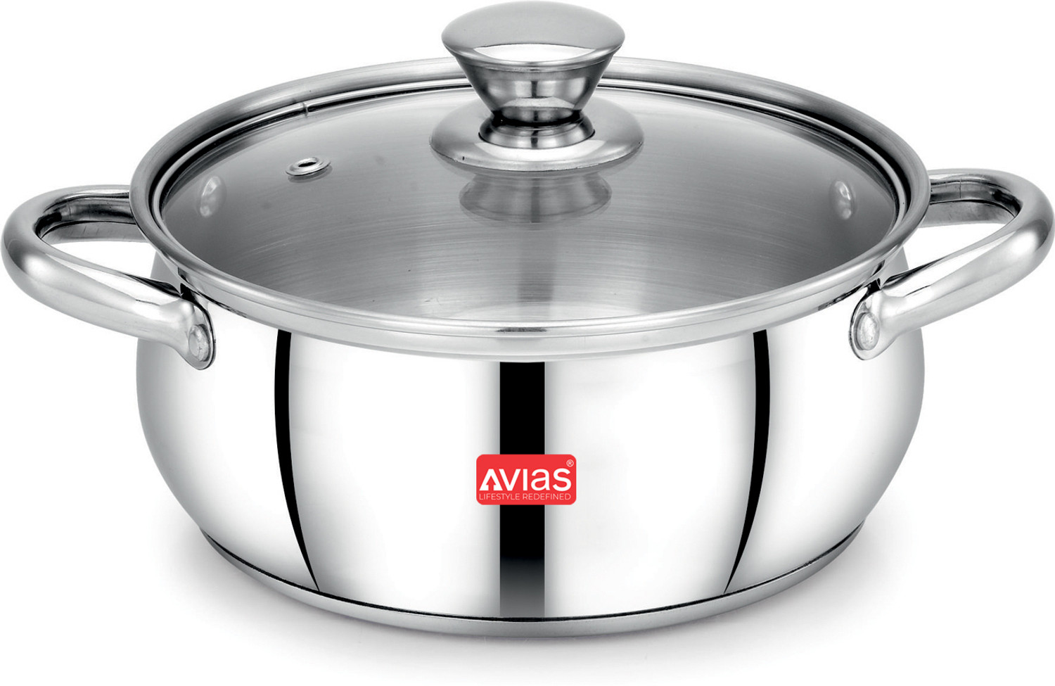 Image of AVIAS IB Cookpot with Glass Lid /Gas Stove Friendly /Rust-Resistant Cookware Pot 16 cm diameter 2 L capacity with Lid