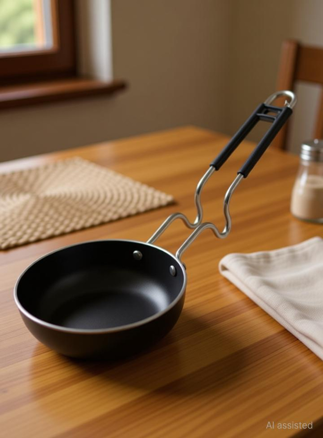 Image of Kashvi Essential Iron Tadka Pan with Steel Handle for Kitchen Tadka Pan 12 cm diameter 0.25 L capacity