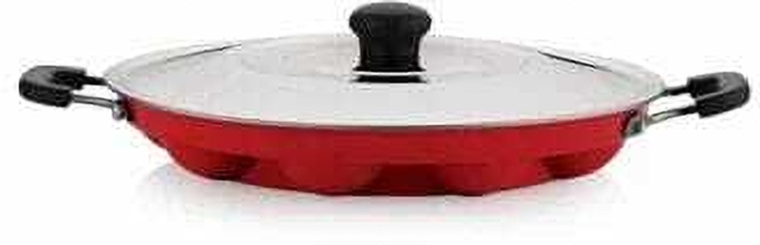 Image of sun surya Non Stick 12 Cavities Appam Patra /Paniyarrakal /Paniyaram, Medium flame only Paniarakkal Pan 23 cm diameter with Lid 0.6 L capacity