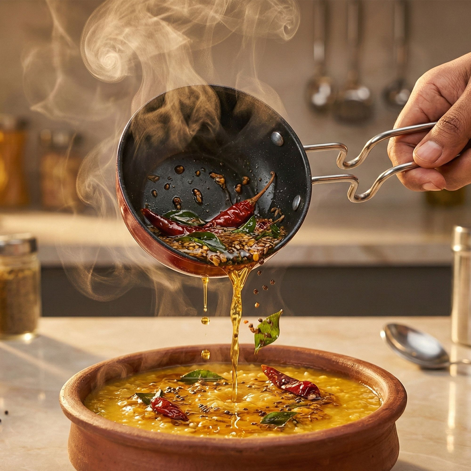 Image of Dozy Nonstick Tadka Pan 11 cm diameter 0.5L capacity Hard Anodised induction bottom Tadka Pan 11 cm diameter 0.17 L capacity
