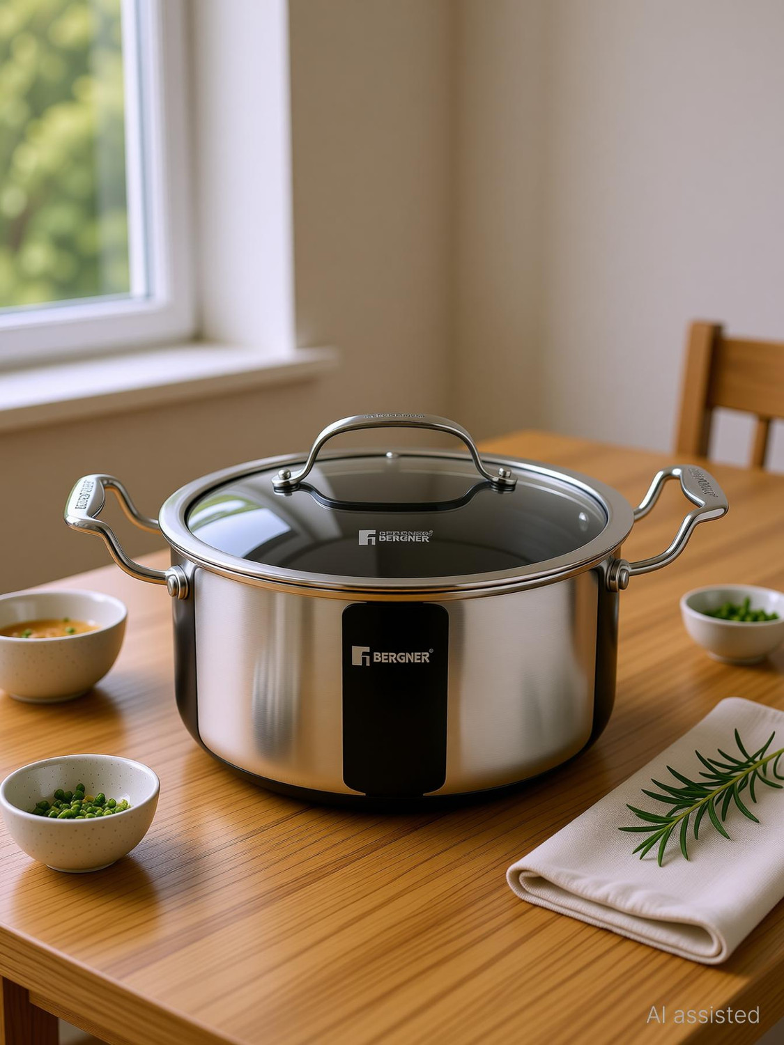 Image of BERGNER Hi-Tech Giro X Ceramic Casserole, Pan Protector Included | Pot 28 cm diameter 8.2 L capacity with Lid