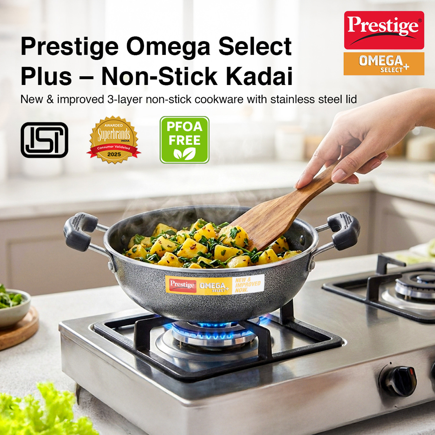 Image of Prestige Omega Select Plus Kadhai 20 cm diameter with Lid 2.2 L capacity
