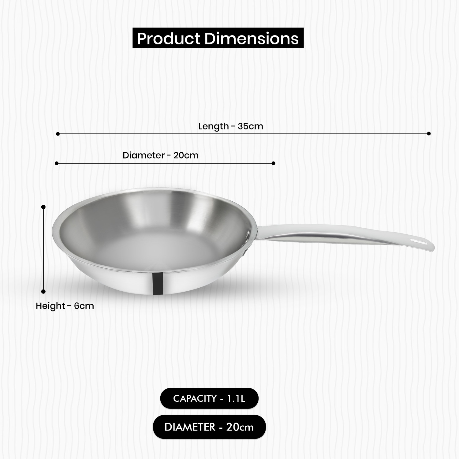 Image of Sigri-wala Cook Healthy Triply Fry Pan 20 cm diameter 1.1 L capacity