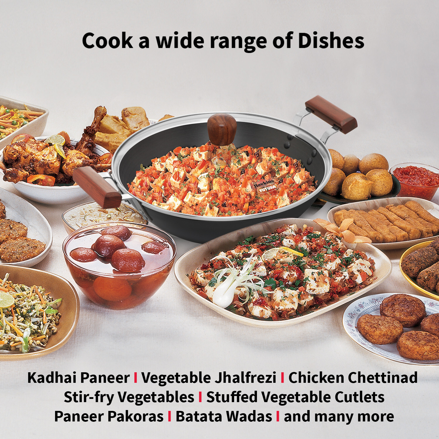 Image of Hawkins Deep-Fry Pan, with Glass Lid (IAD375G) Kadhai 30.4 cm diameter with Lid 3.75 L capacity