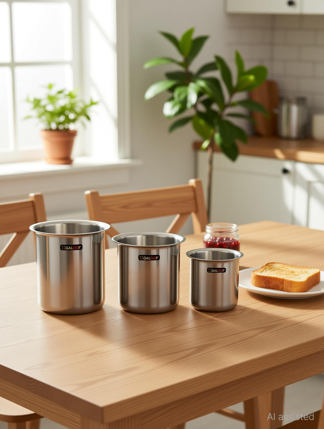Image of GALOOF Stainless Steel Small Milk Container Boiler Gunj Pot 350ml 450ml 700ml Tope /Bhagona /Patila Set 0.35 L, 0.45 L, 0.7 L capacity 9.5 cm, 10.5 cm, 11.2 cm diameter