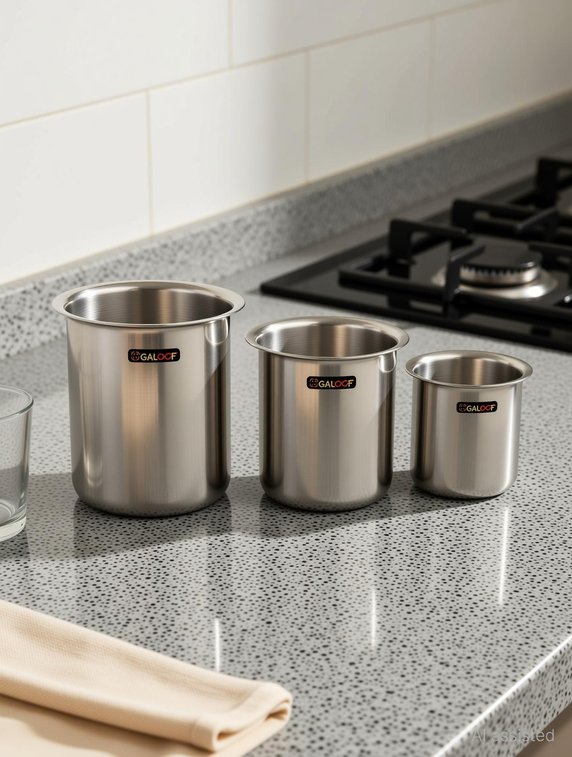 Image of GALOOF Stainless Steel Small Milk Container Boiler Gunj Pot 350ml 450ml 700ml Tope /Bhagona /Patila Set 0.35 L, 0.45 L, 0.7 L capacity 9.5 cm, 10.5 cm, 11.2 cm diameter