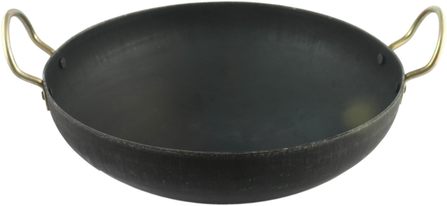 Image of KITCHEN SHOPEE iron deep Kadai Frying Pan Kadhai for cooking Heavy Base Kadhai 8 inch Kadhai 33 cm diameter 5 L capacity