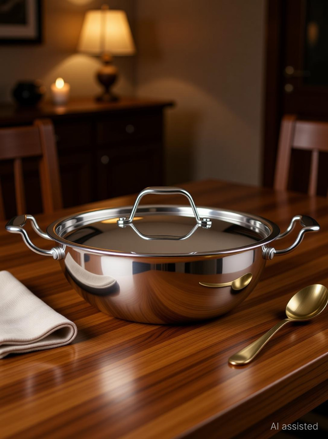 Image of Maxima Stainless steel Triply Kadhai 24 cm diameter with Lid 2.5 L capacity
