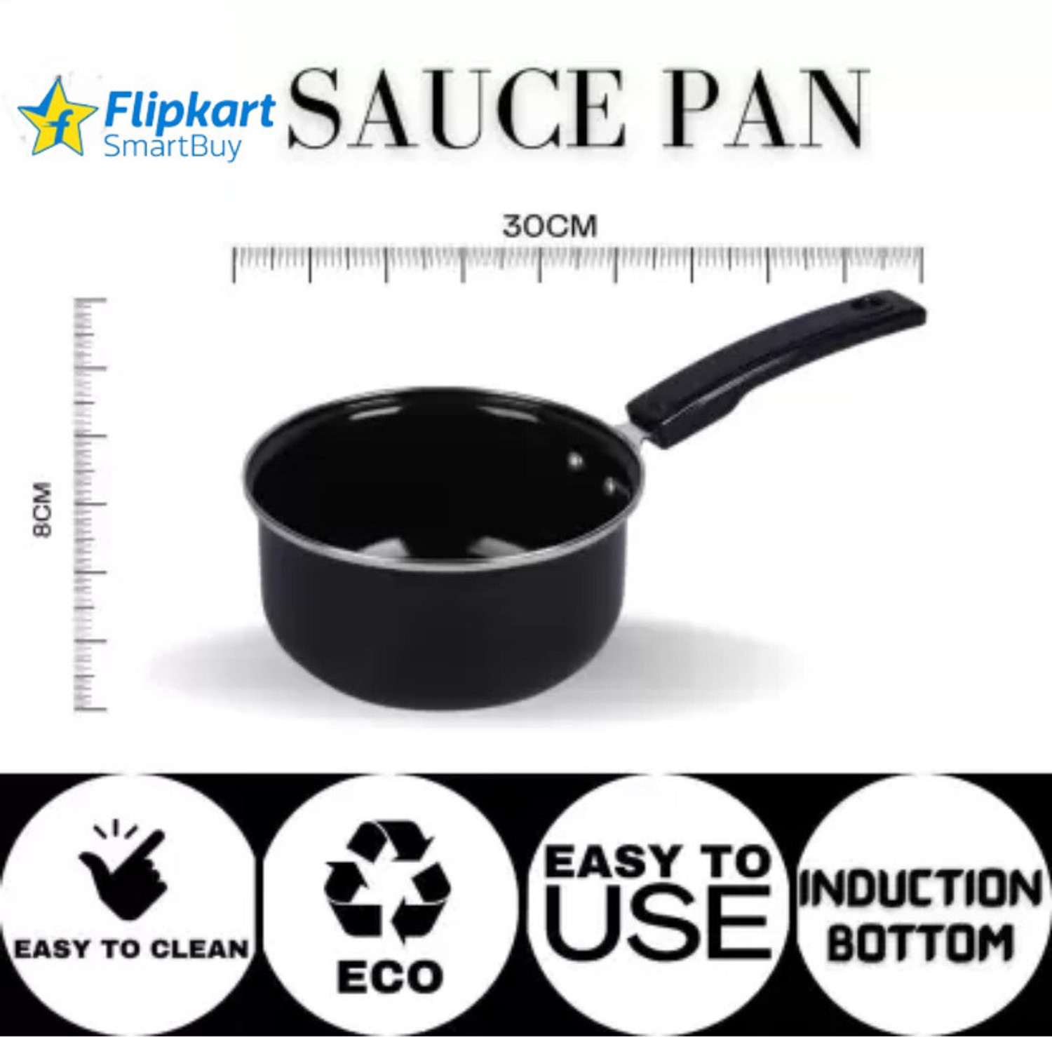 Image of Flipkart SmartBuy Sauce Pan 17 cm diameter 1.5 L capacity (Iron, Induction Bottom) Sauce Pan 17 cm diameter 1.5 L capacity
