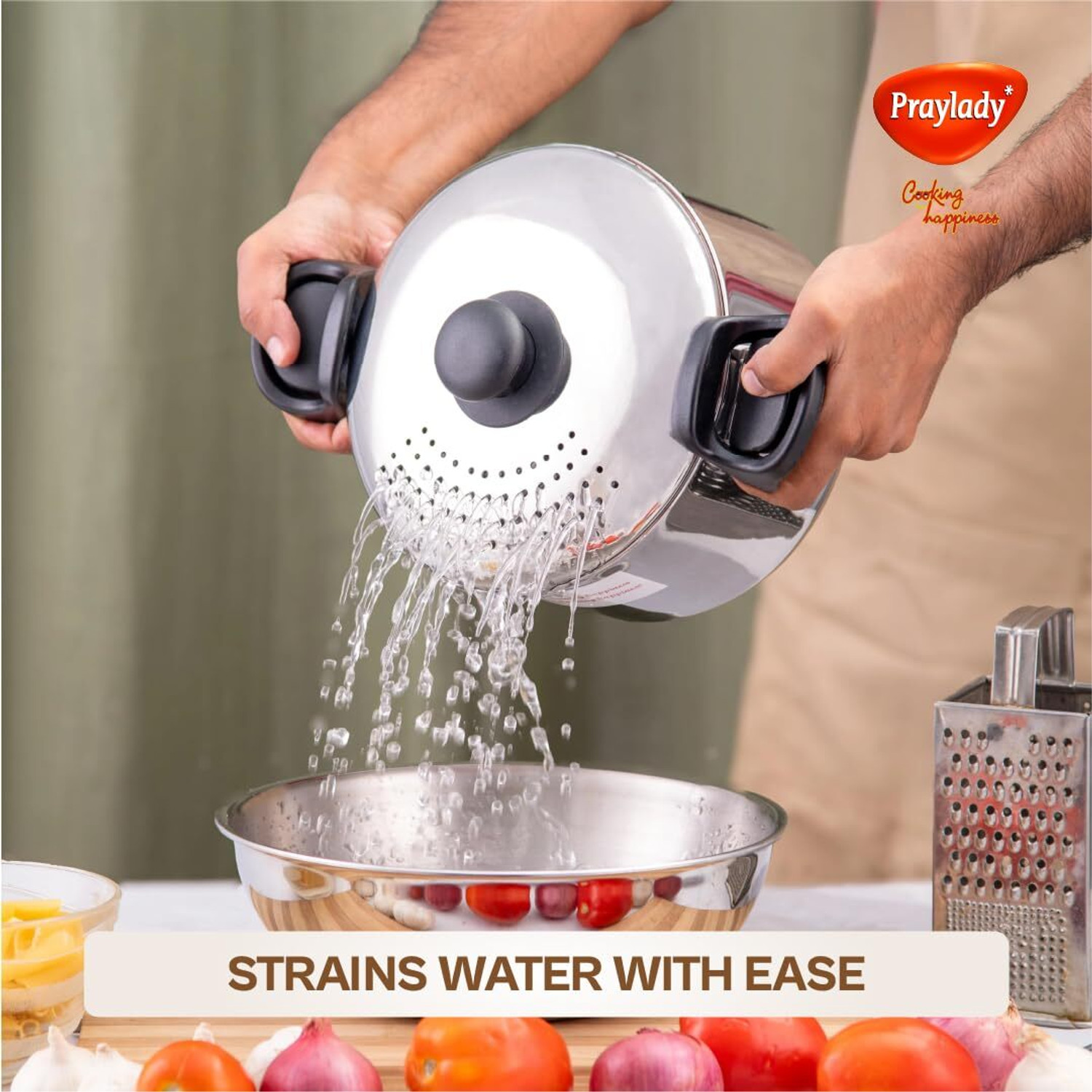 Image of Praylady Stainless Steel Strainer Pot 3L Without Glass Lid - Induction Pot Pot 20 cm diameter 3 L capacity with Lid