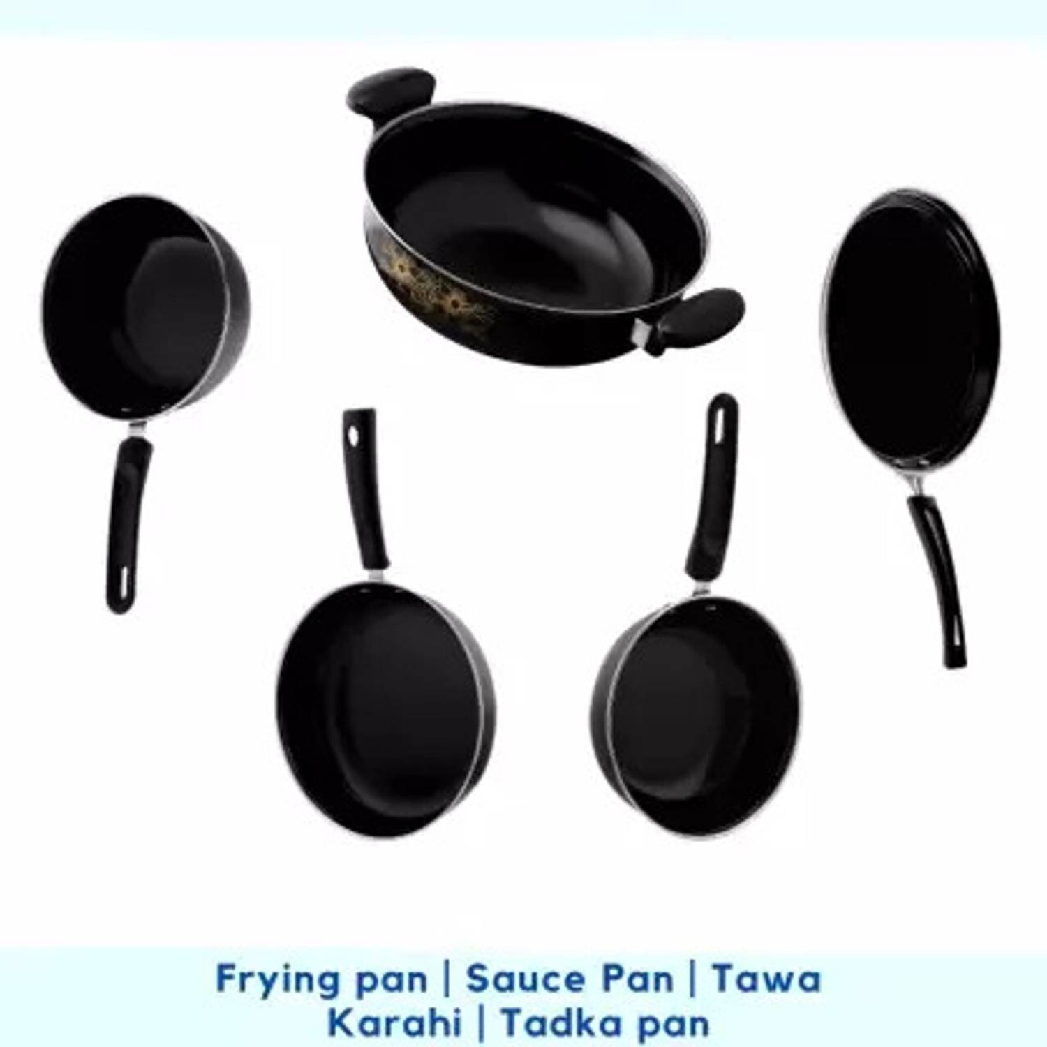 Jainpet The Elegant Chef’s Choice 5-Piece Assortment Kadhai 25 cm, 27 cm, 22 cm, 17 cm, 17 cm diameter 2 L capacity — Kadai & Handi