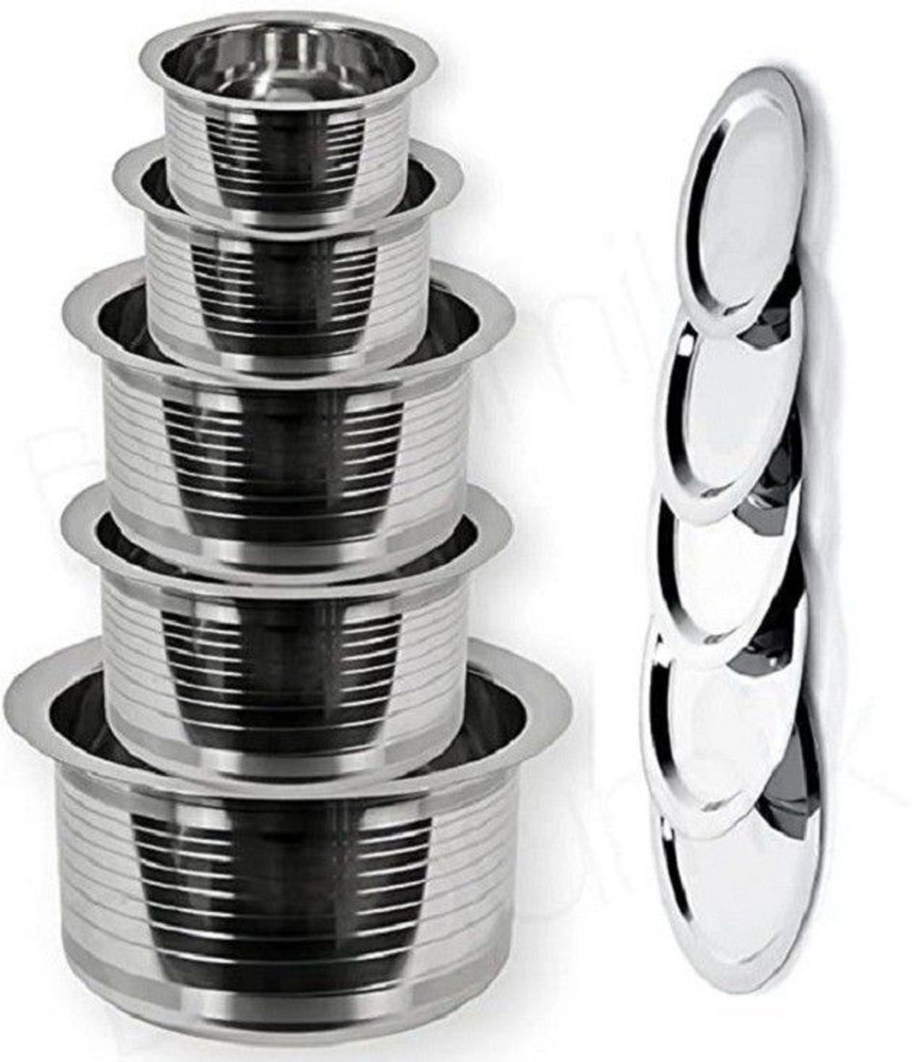 Image of RBGIIT Stainless Steel Patila Bhagona Tope Handi Milk Storage Tapeli Tapela T-12 with Lid 2 L, 1.5 L, 1 L, 0.8 L, 0.5 L capacity 20 cm, 18 cm, 16 cm, 14 cm, 12 cm diameter
