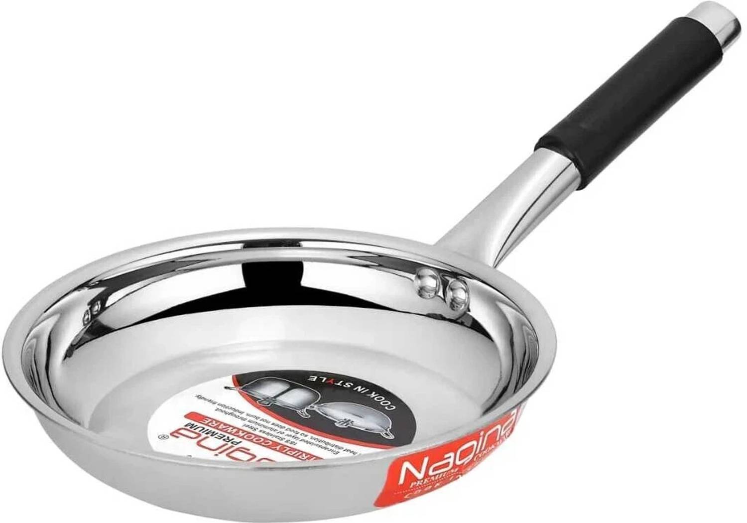 NAGINA COOKWARE Triply Steel Fry Pan 20 cm diameter 1 L capacity