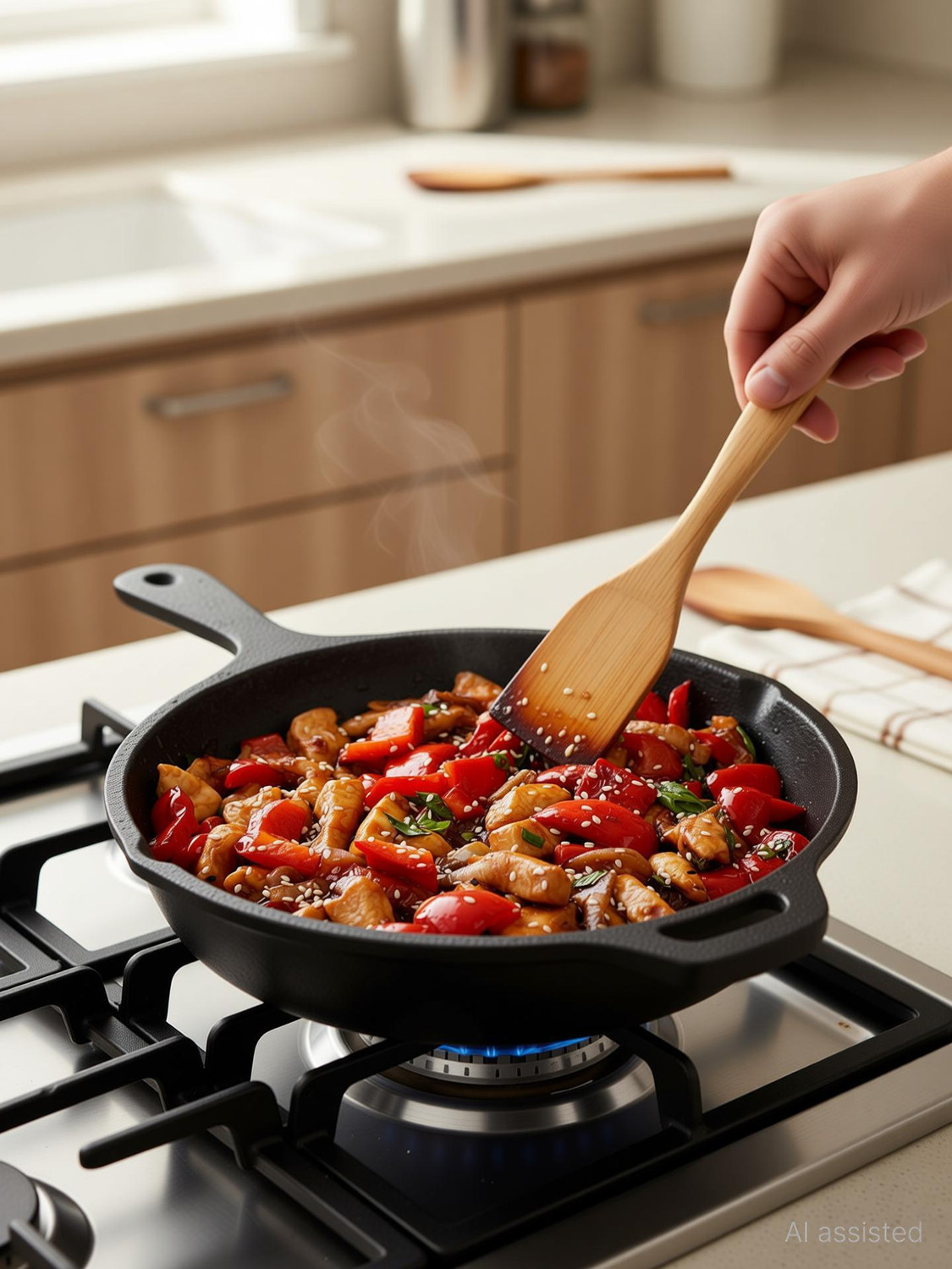Image of The Indus Valley Pre- Seasoned Cast Iron Fry Pan /Skillet With Long Handle - 9.8 inch Fry Pan 25 cm diameter 1.6 L capacity