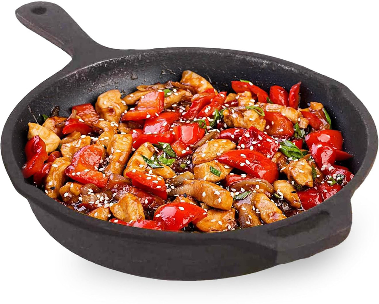 Image of The Indus Valley Pre- Seasoned Cast Iron Fry Pan /Skillet With Long Handle - 9.8 inch Fry Pan 25 cm diameter 1.6 L capacity