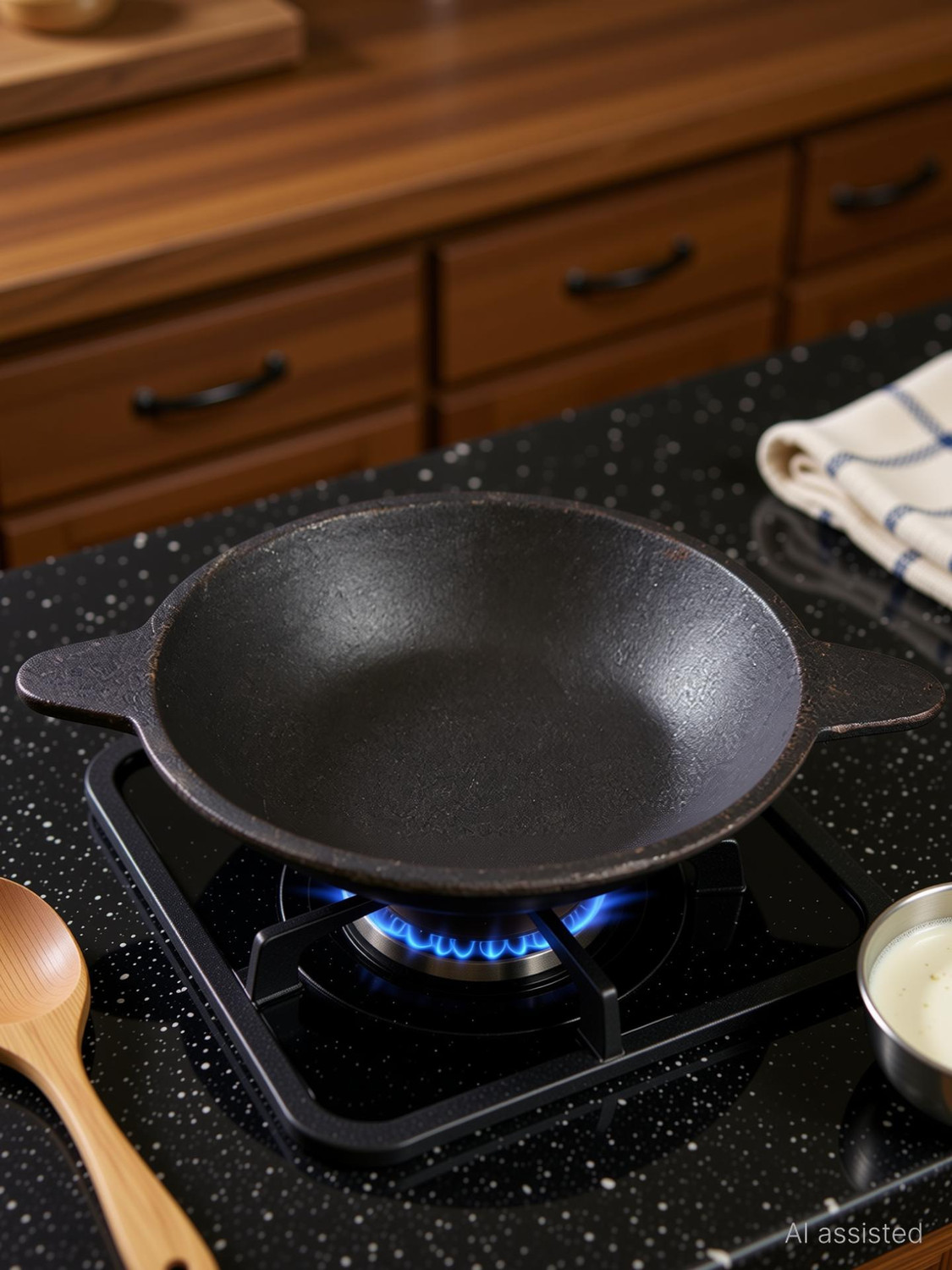 Image of Bharath Agencies Premium Quality Cast Iron Appam Chetty Paniarakkal Pan 21 cm diameter 1 L capacity (Cast Iron, Non-stick)