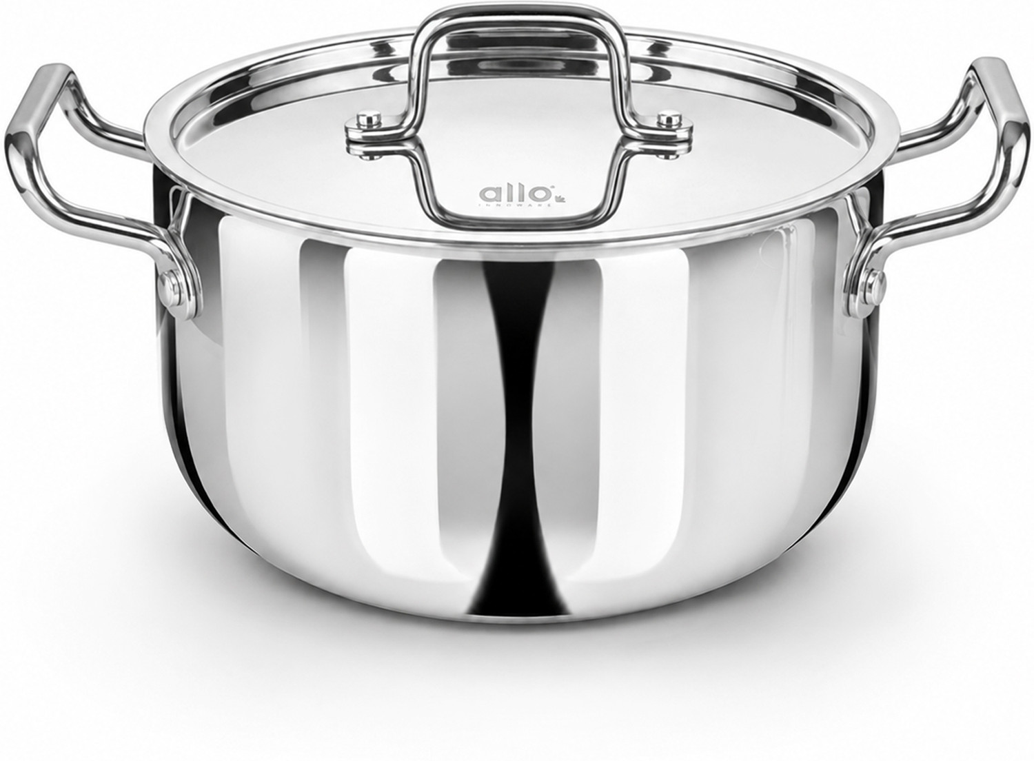 Allo CookSafe TriPly Stainless Steel Naturally Non Stick Pot 22 cm diameter 4.4 L capacity with Lid