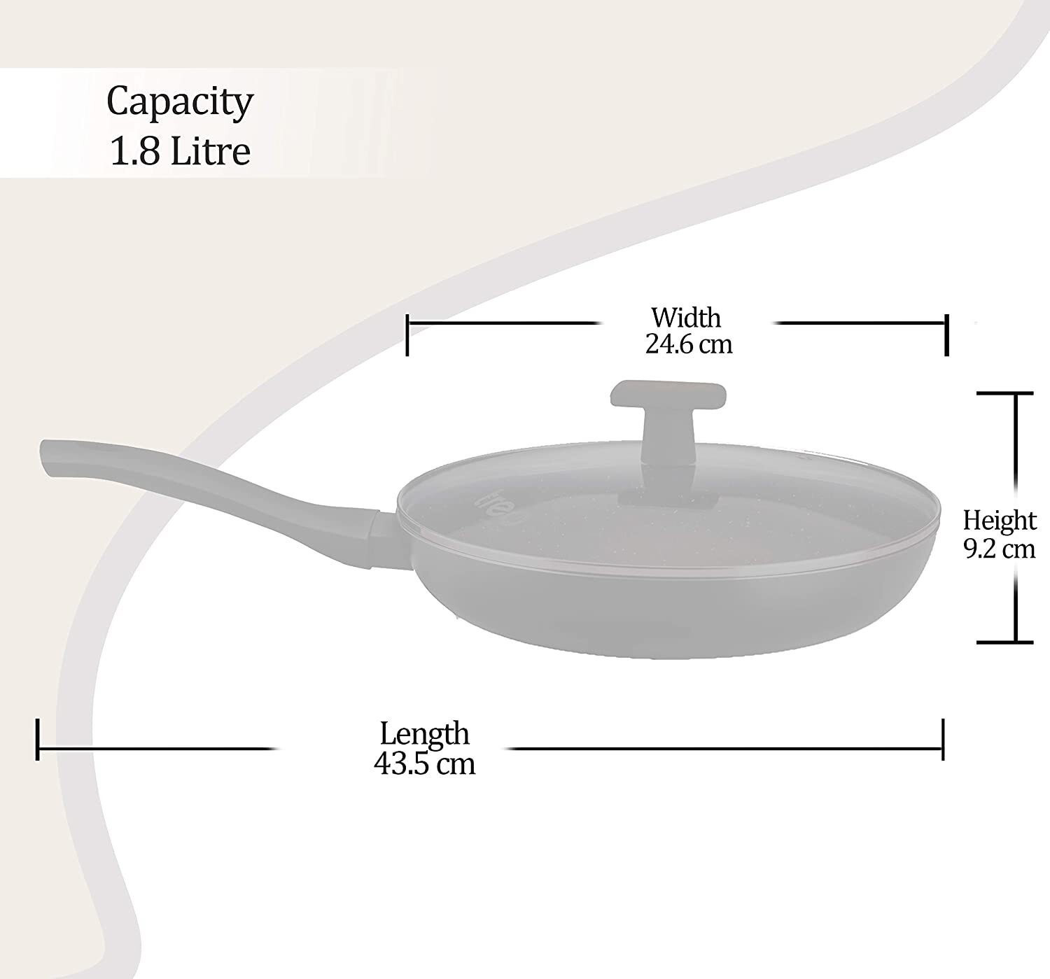 Image of MILTON Pro Cook Black Pearl Induction Fry Pan with Glass Lid, 24 cm Fry Pan 24 cm diameter with Lid 1.8 L capacity