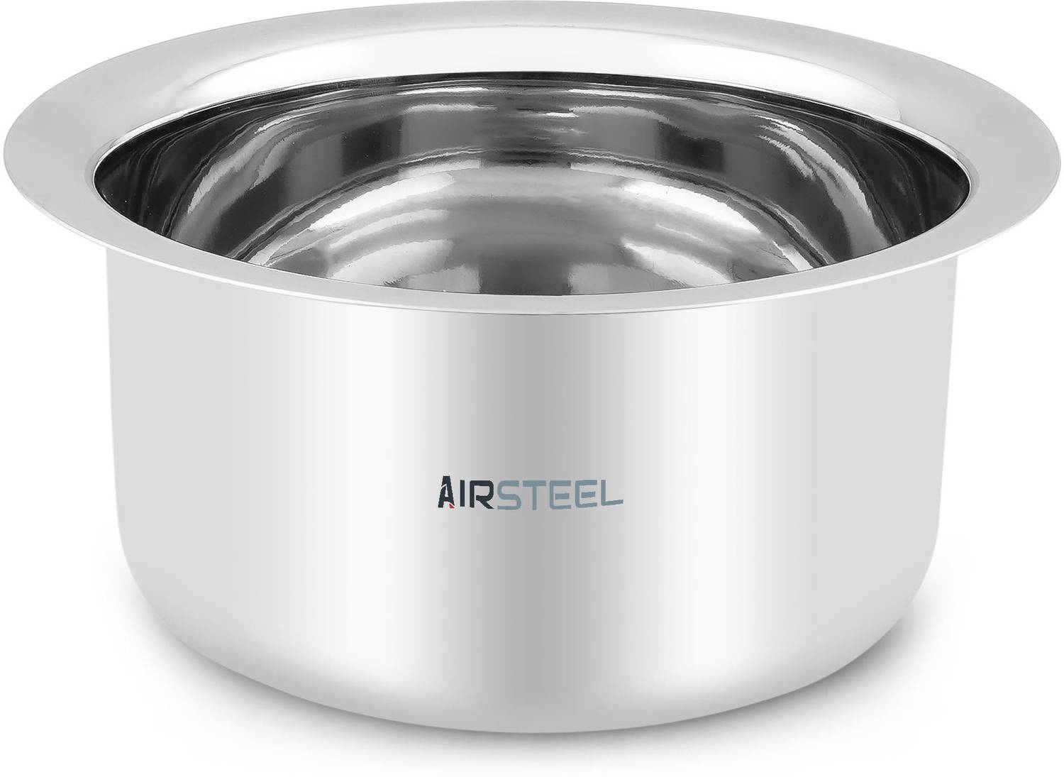 Airsteel Stainless Steel Heavy Flat Base Tope/Bhagona/Patila 1 L capacity 18 cm diameter
