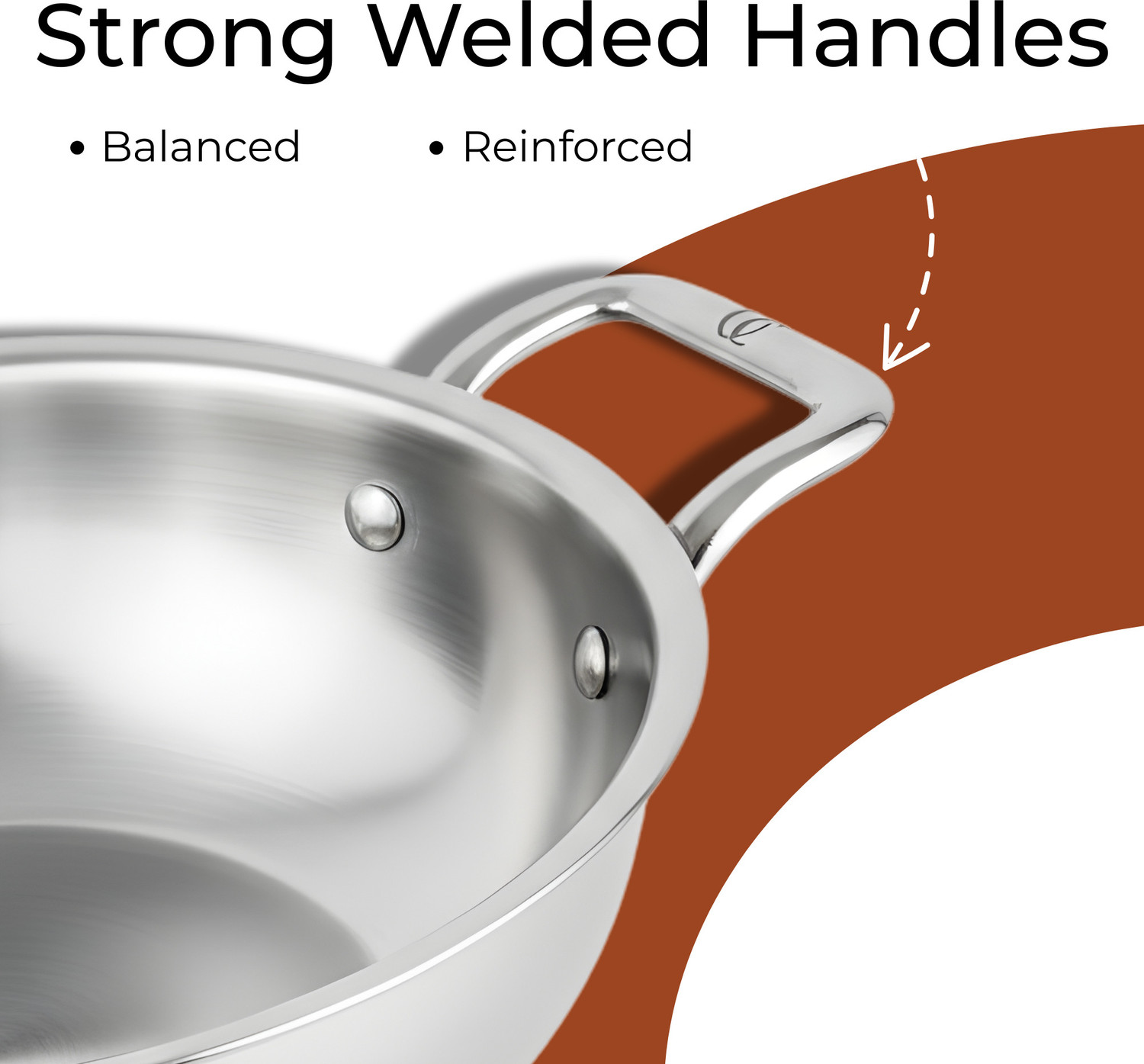 Image of Omichef Triply Kadhai 32 CM(7.2Ltr) Stainless steel& Induction Compatible Kadhai 32 cm diameter with Lid 7.2 L capacity