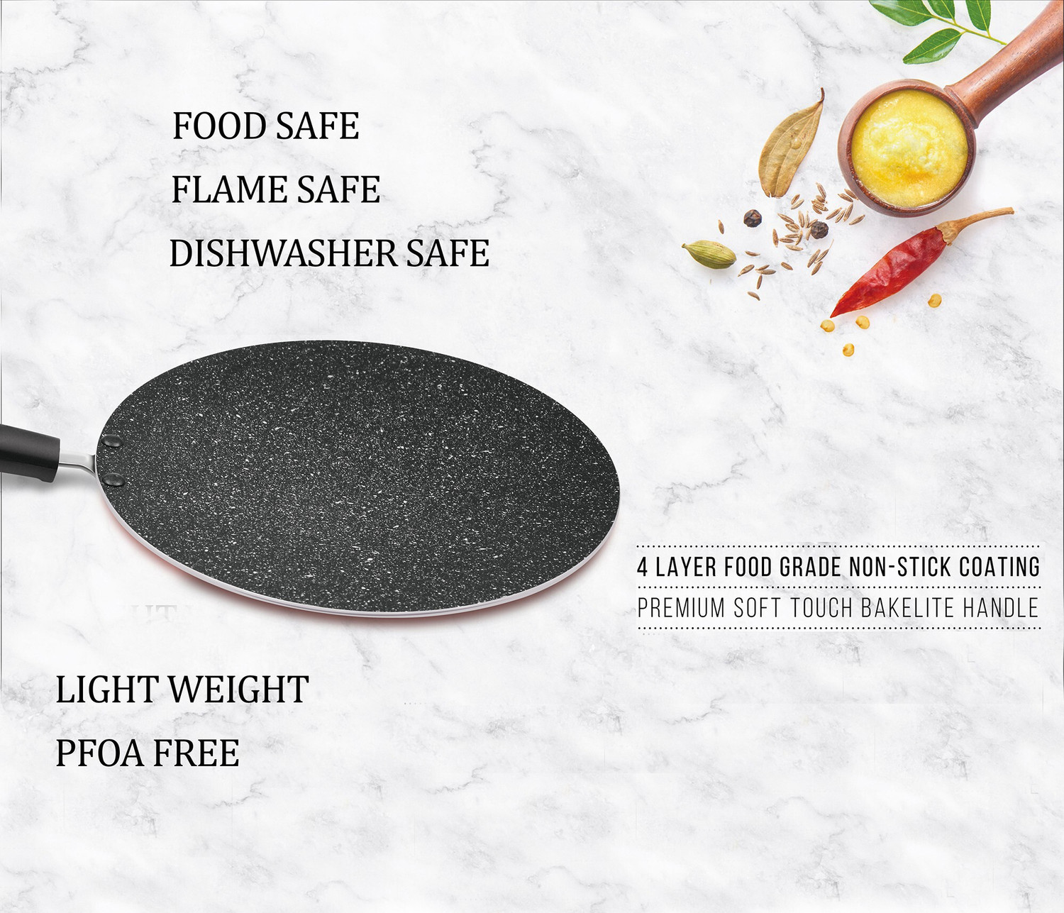 Image of MILTON Pro Cook Granito Induction Non-Stick Concave Tawa 26 cm Tawa 26 cm diameter (Aluminium, Non-stick, Induction Bottom)