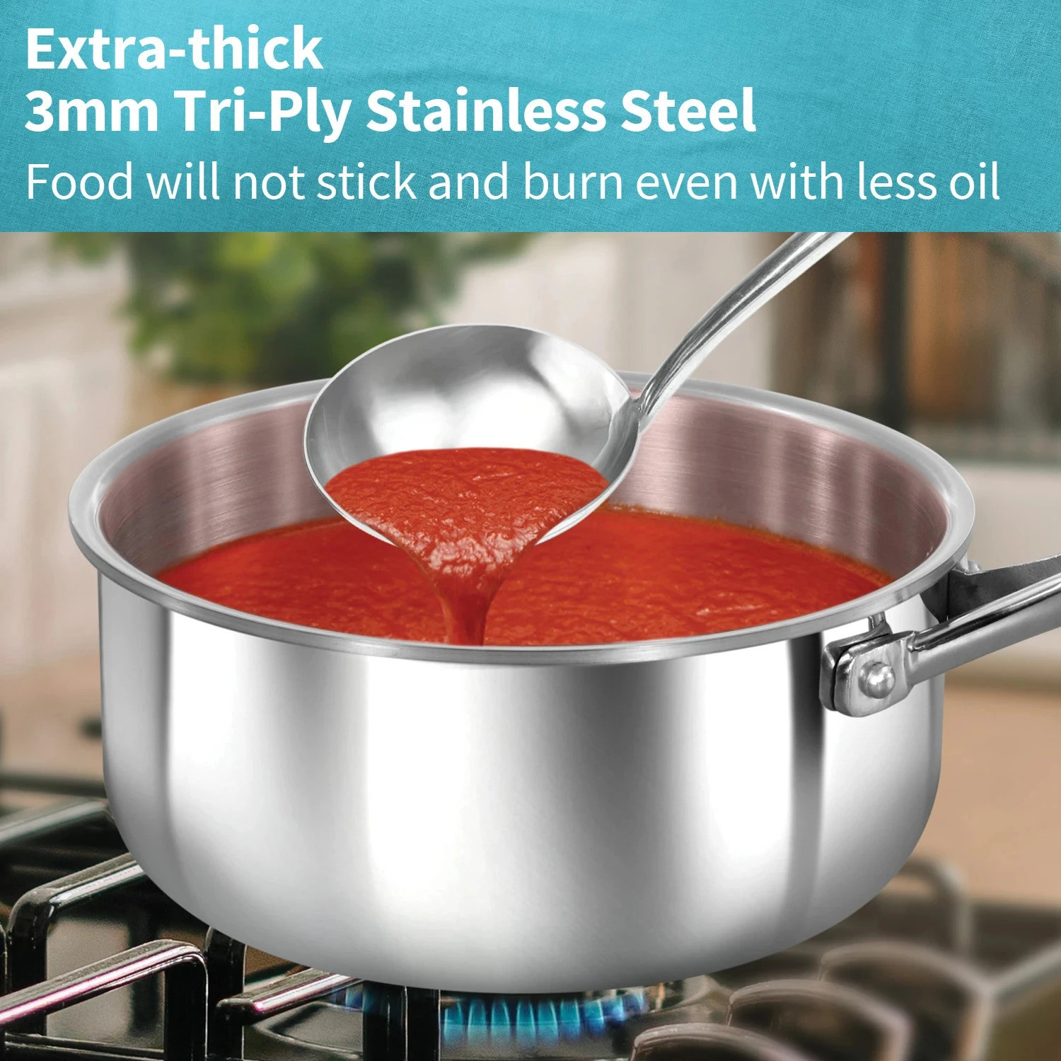 Image of Hawkins Pro 1.5 L Sauce Pan, TriPly Stainless Steel Tea Pan / Milk Pan, Silver (PSSP15S) Sauce Pan 16 cm diameter with Lid 1.5 L capacity