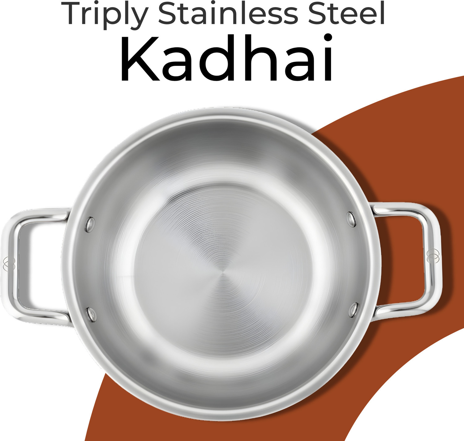Image of Omichef Triply Kadhai 32 CM(7.2Ltr) Stainless steel& Induction Compatible Kadhai 32 cm diameter with Lid 7.2 L capacity