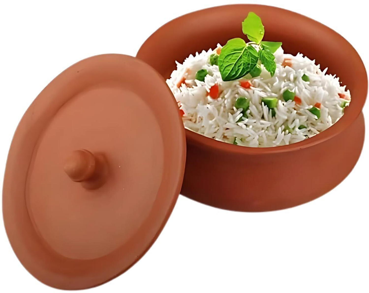 Image of KitchenA Clay Dahi Handi 1200ml | Mitti Ki Dahi Handi | Mitti Ka Dahi Pot for Curd Handi 1 L with Lid