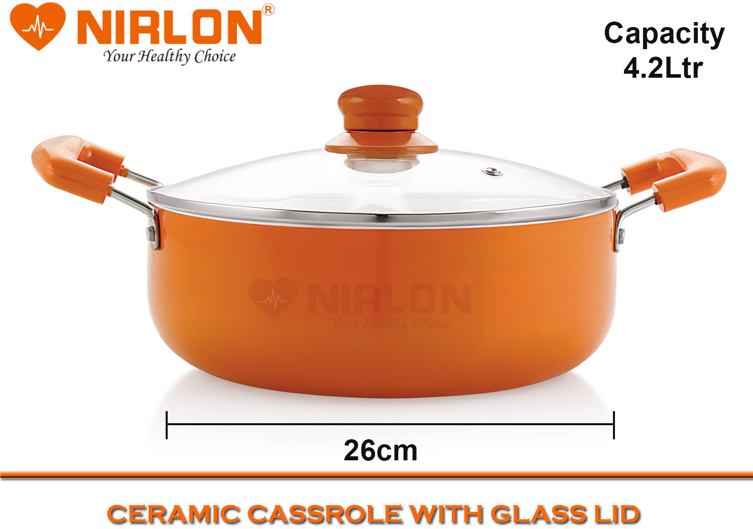 Image of NIRLON Ceramic 2-Piece Non Stick Induction Cookware, Aluminium Pots and Pans Set with Glass Lid Non-Stick Coated Cookware Set