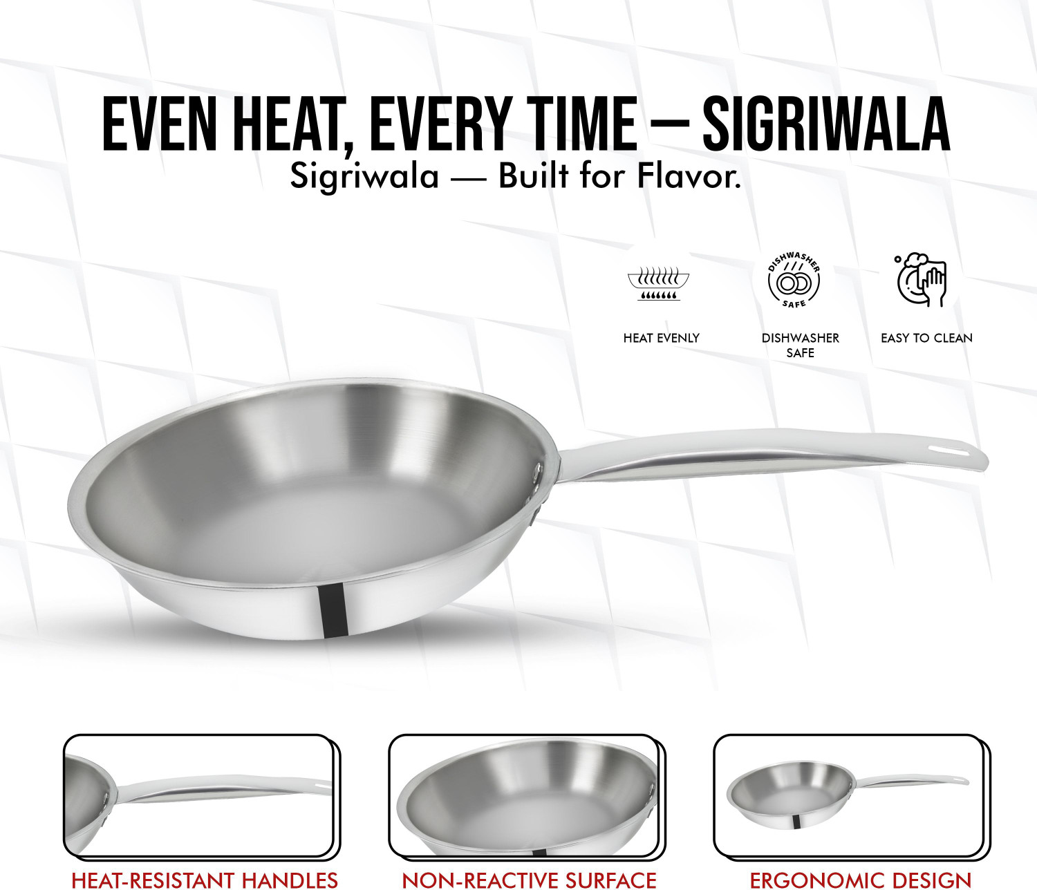 Image of Sigri-wala Cook Healthy Triply Fry Pan 20 cm diameter 1.1 L capacity