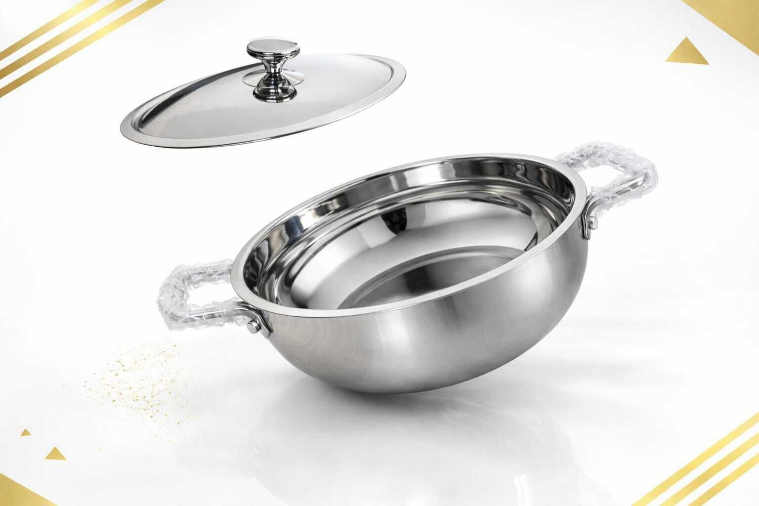 Image of Mainsa Premium Steel Kadhai With Steel Lid Kadhai 24 cm diameter with Lid 2.5 L capacity