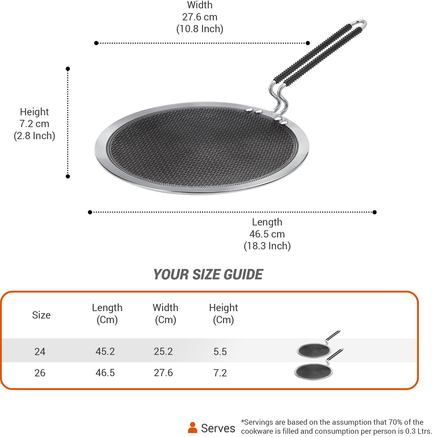 Image of MILTON Pro Cook Triply Hexa Tech Induction Stainless Steel Concave Tawa, 26 cm Tawa 26 cm diameter