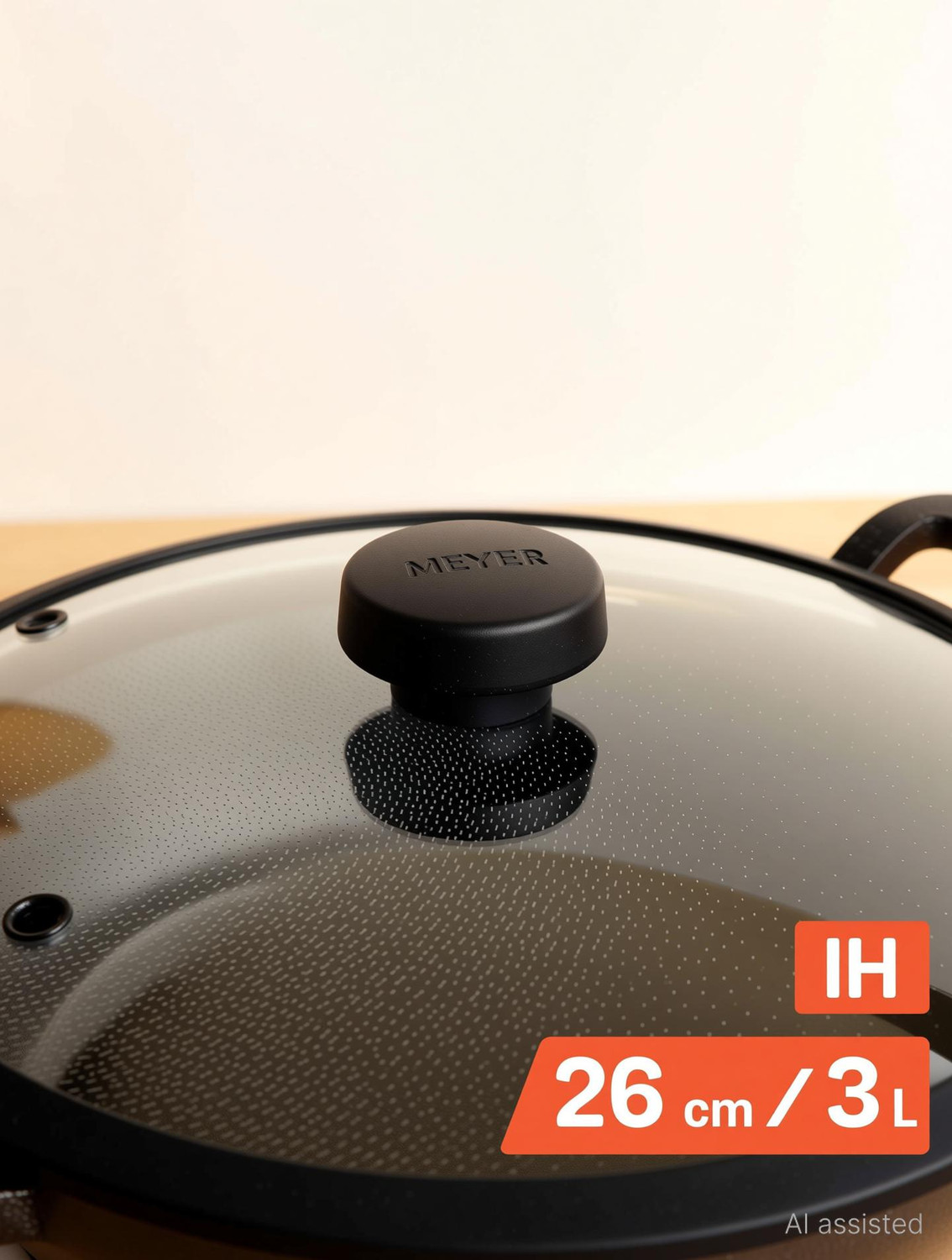 Image of Meyer Pre Seasoned Cast Iron Kadai|Iron Kadhai with Lid for Cooking and Stir Frying Kadhai 26 cm diameter with Lid 3 L capacity