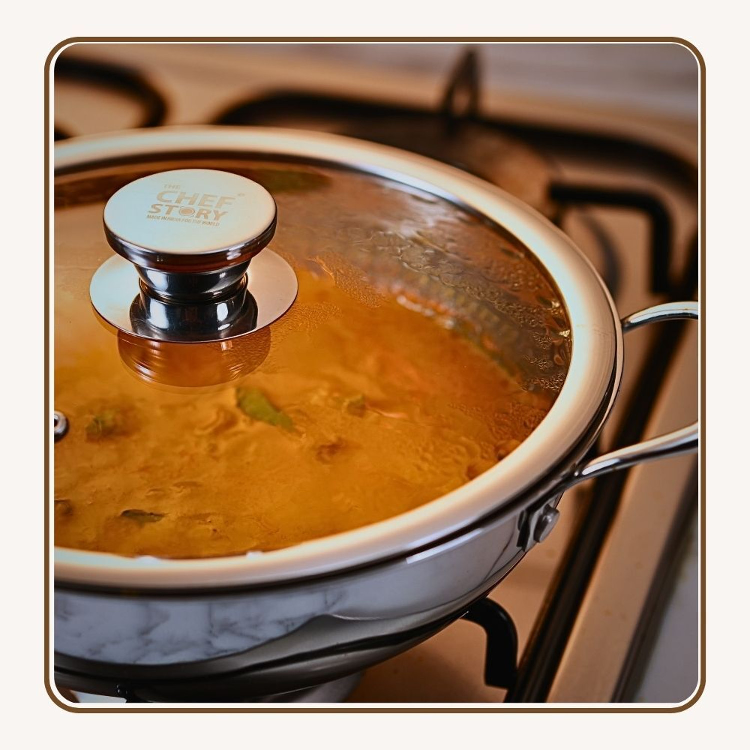 Image of THE CHEF STORY Tri-Geo Series Triply with Ceramic Coating Kadhai 20 cm diameter with Lid 1.5 L capacity