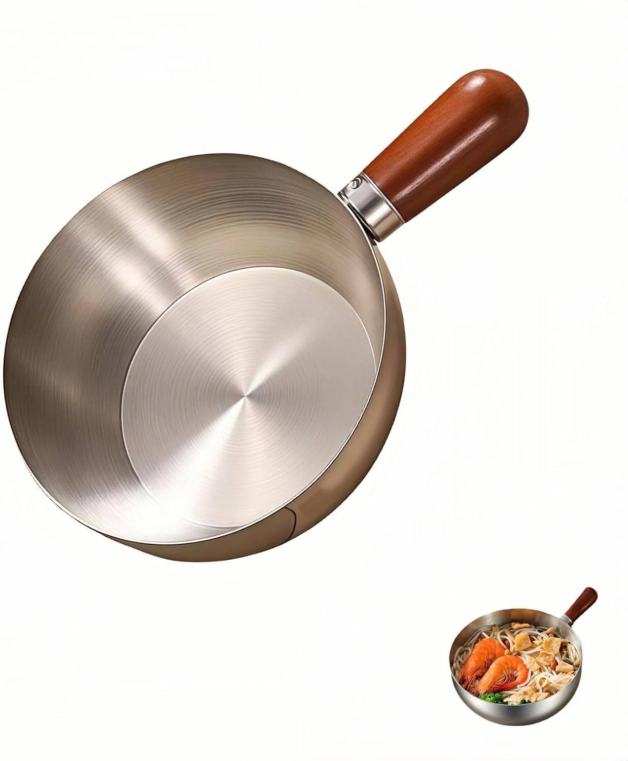 Brijvila Heavy Base Stainless Steel Saucepan for Tadka Gas Induction Compatible Fry Pan 1 cm diameter with Lid 0.5 L capacity