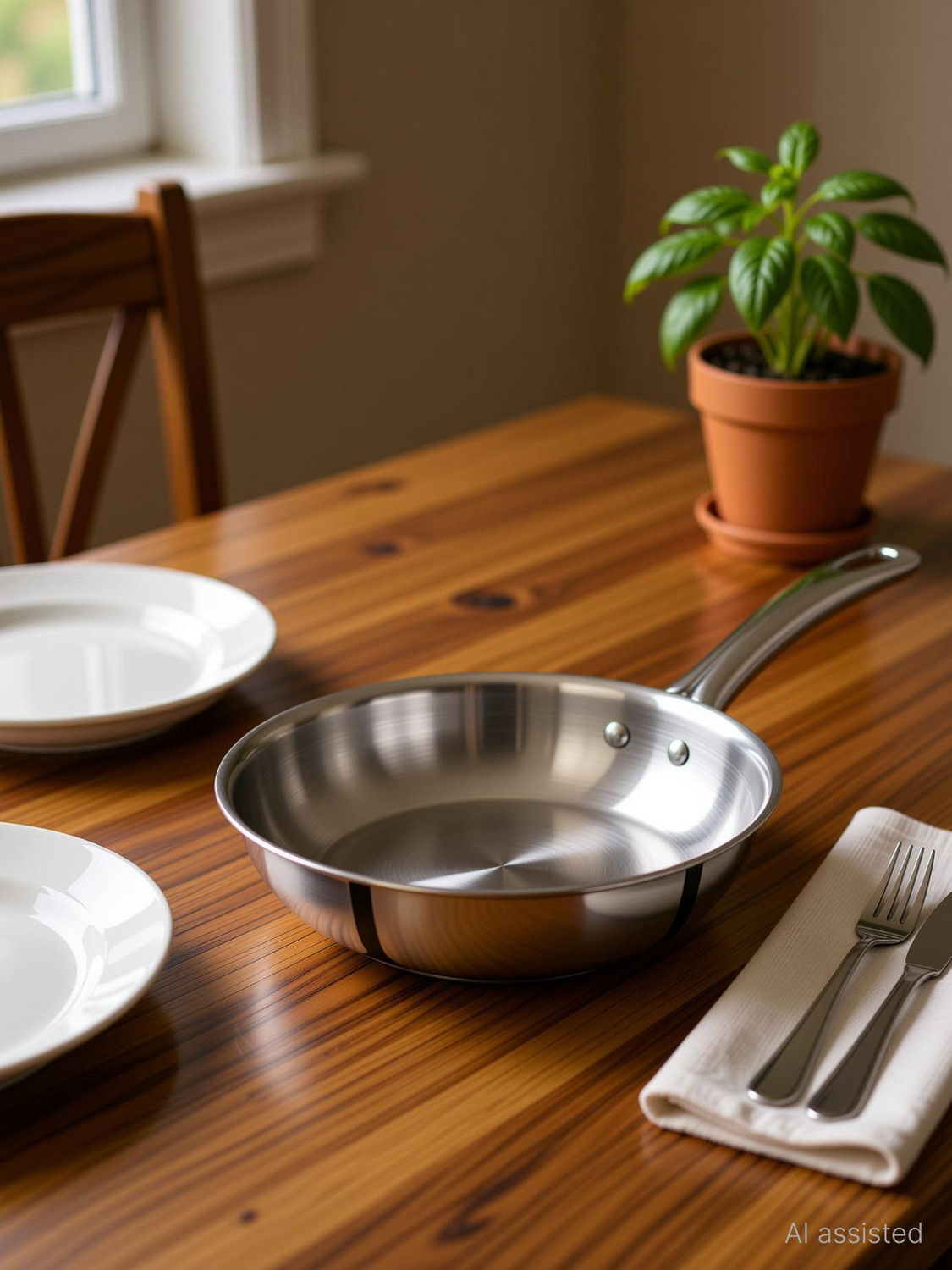 Image of Classic Essentials Triply Fry Pan, 3 Layer Stainless Steel Fry Pan 20 cm diameter 1 L capacity
