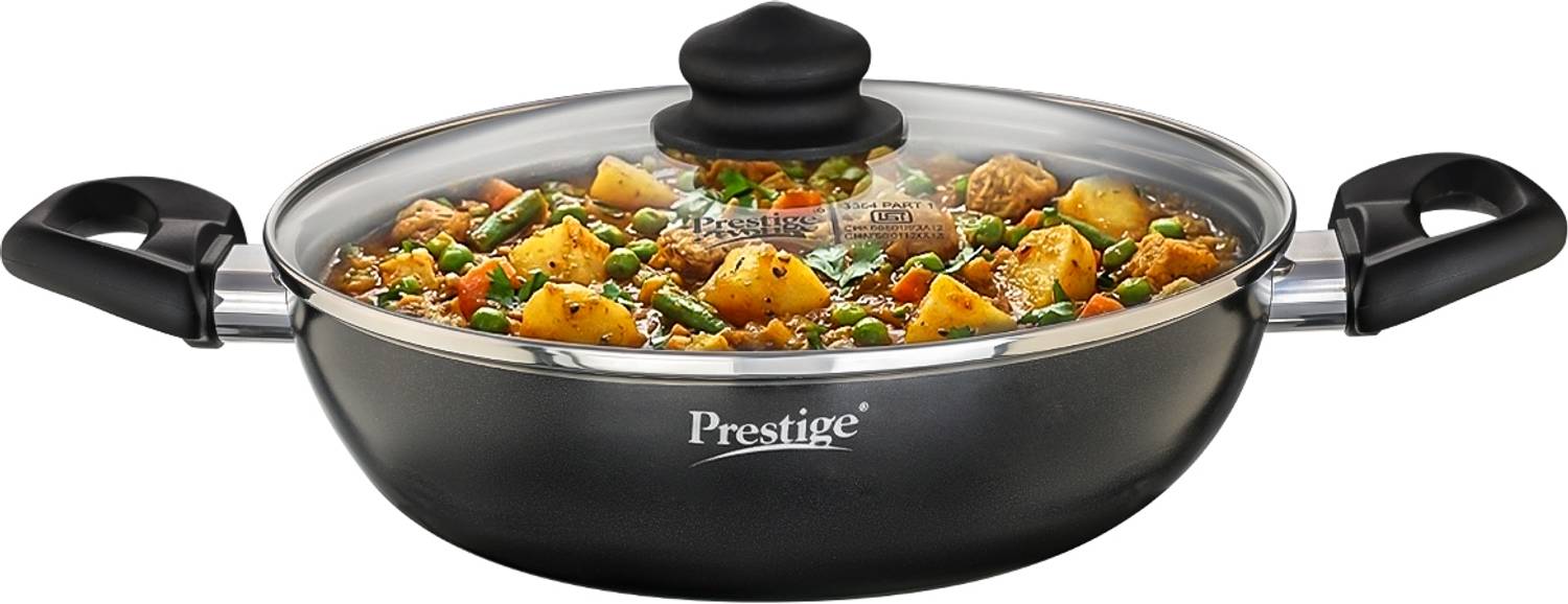 Prestige Omega Deluxe Granite Kadhai 26 cm diameter with Lid 3.25 L capacity