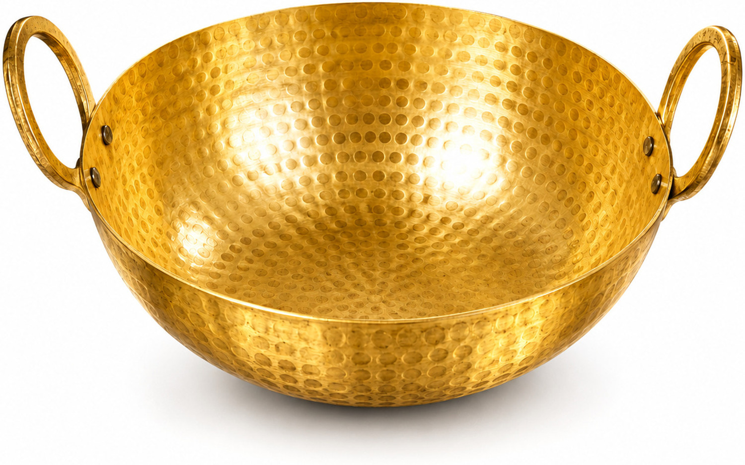 Image of Baipurna Brass Kadhai 5 Litre for Cooking Pital Big Size 1.5 Kg Heavy Weight Kadai Kadhai 37 cm diameter with Lid 5 L capacity (Brass, Non-stick)