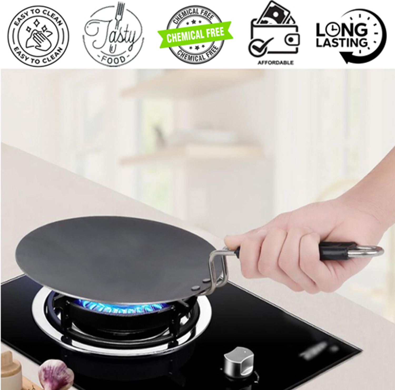 Image of rasora Iron Roti Tawa Traditional Cooking for Soft & Fluffy Rotis Tawa 25.4 cm diameter