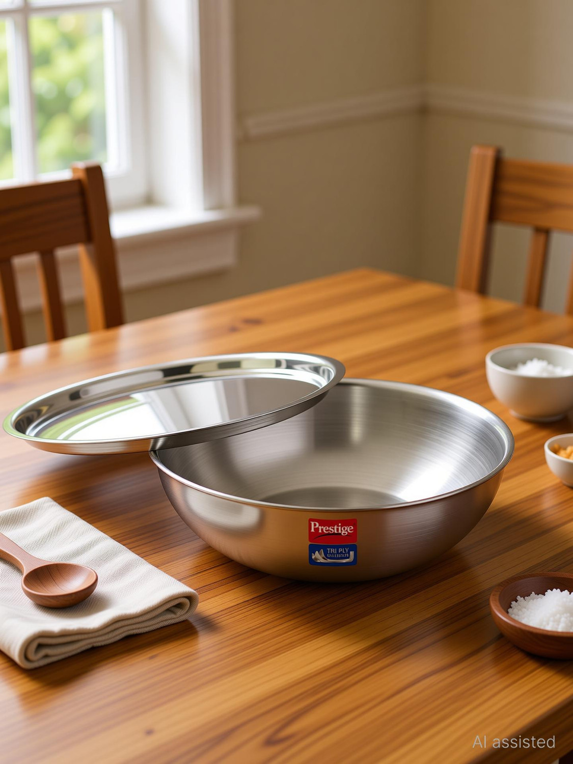 Image of Prestige Tri Ply Splendid|Low Oil Cooking|Even Heat Distribution|Induction Compatible Tasla with Lid 3.2 L capacity 26 cm diameter