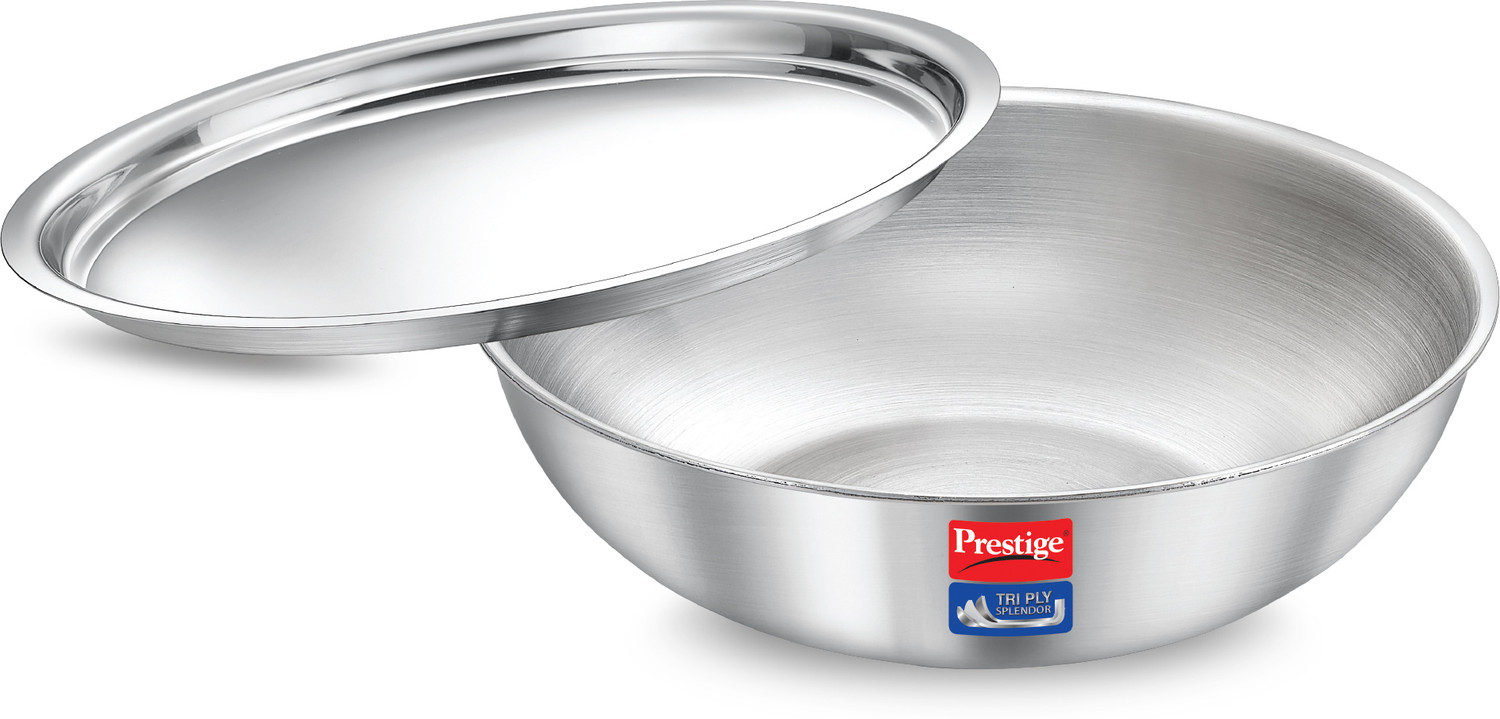Image of Prestige Tri Ply Splendid|Low Oil Cooking|Even Heat Distribution|Induction Compatible Tasla with Lid 3.2 L capacity 26 cm diameter