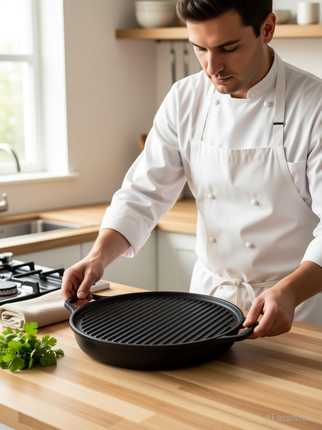 Image of Human Hydro Cast Iron 2 in 1 Grill Tawa /Pan Tawa 30 cm diameter