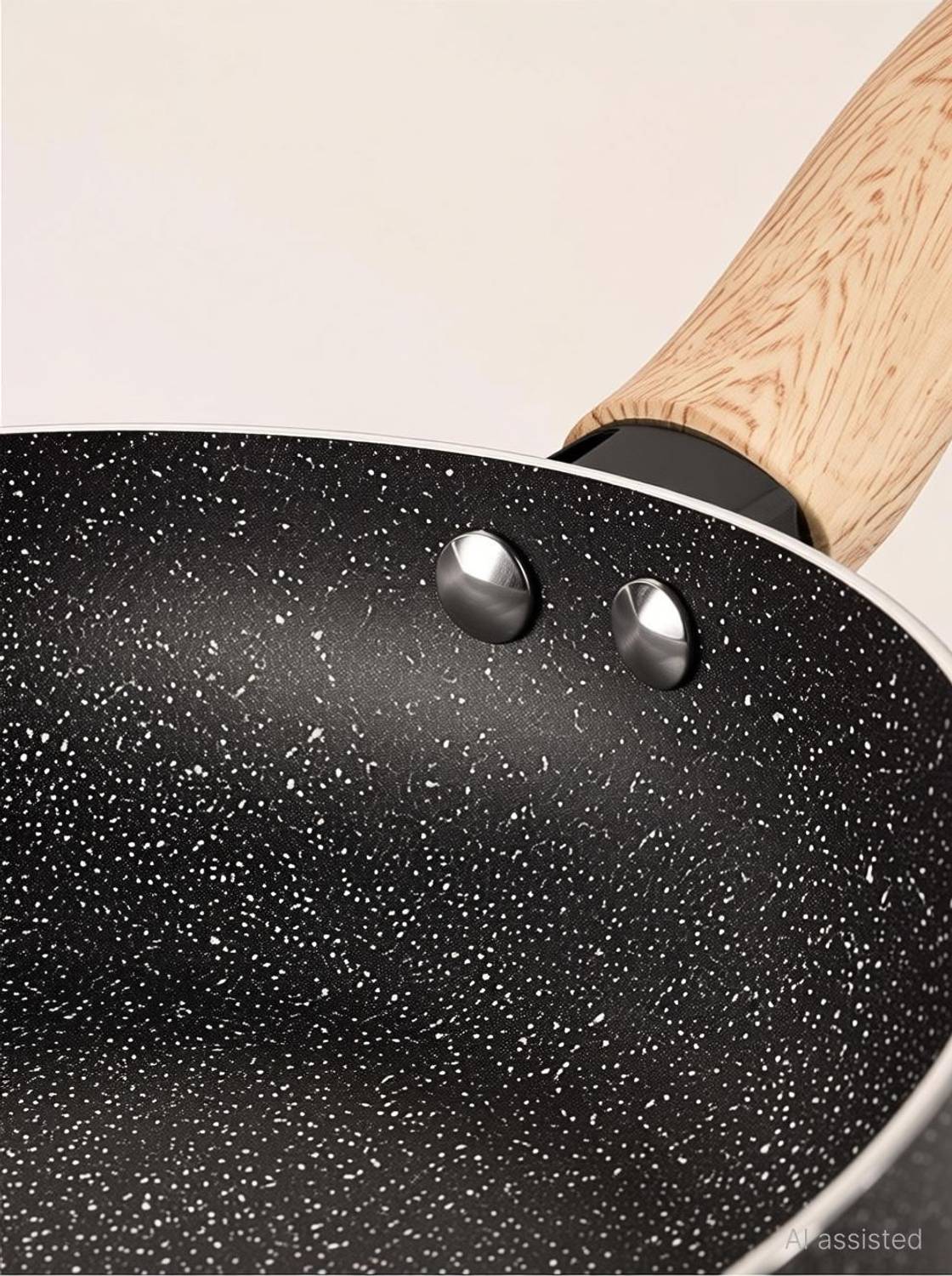 BERGNER Earth Black Non-Stick Frying Pan with Wooden Finish Soft Touch Handle, Less Oil, Fry Pan 20 cm diameter 1.4 L capacity