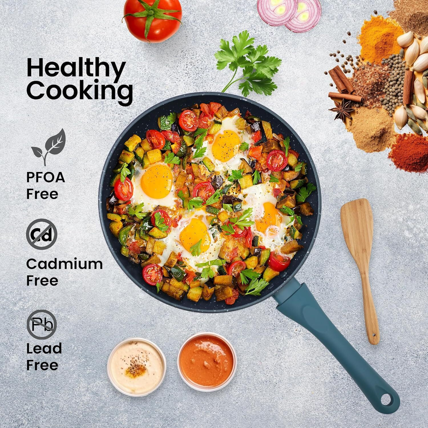 Image of Solara Non Stick Frying Pan 24cm, Induction and Gas Fry Pan - Bezel, PFOA Free, Fry Pan 24 cm diameter 1.6 L capacity