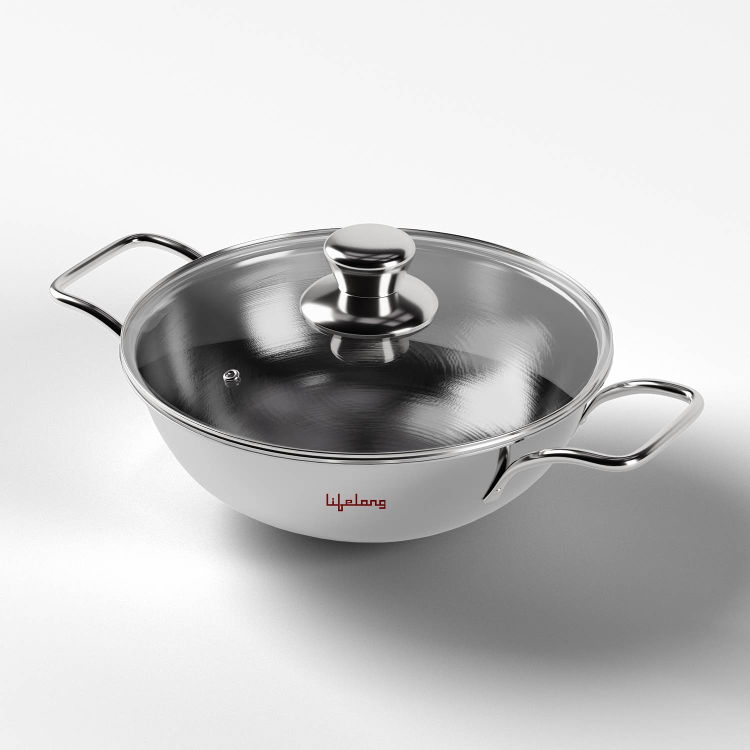 Lifelong Tri PlyÂ Kadhai with glass lid 22cm LLOTPK22