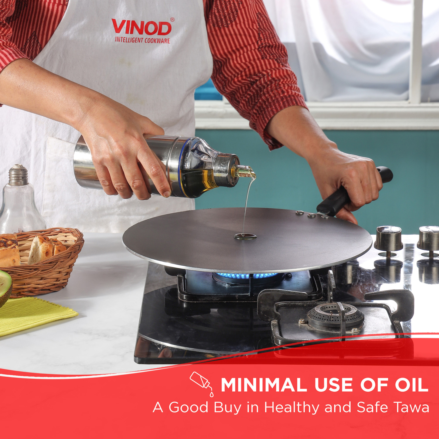 Image of VINOD Zest Non-Stick Flat Multi Tawa 30 cm diameter